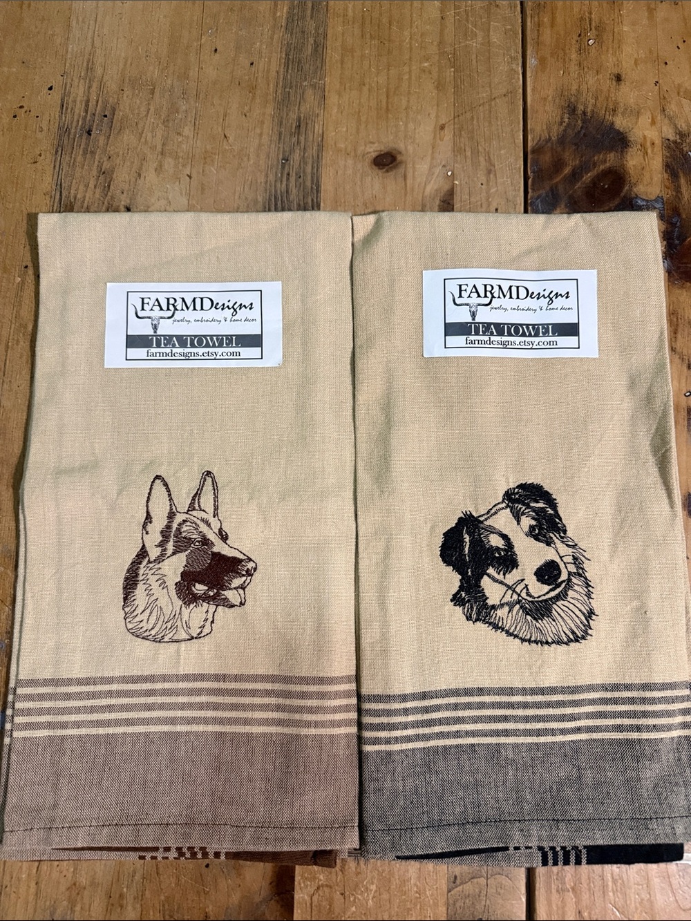 NWT FARMDesigns Embroidered Dog Tea Towels Bundle